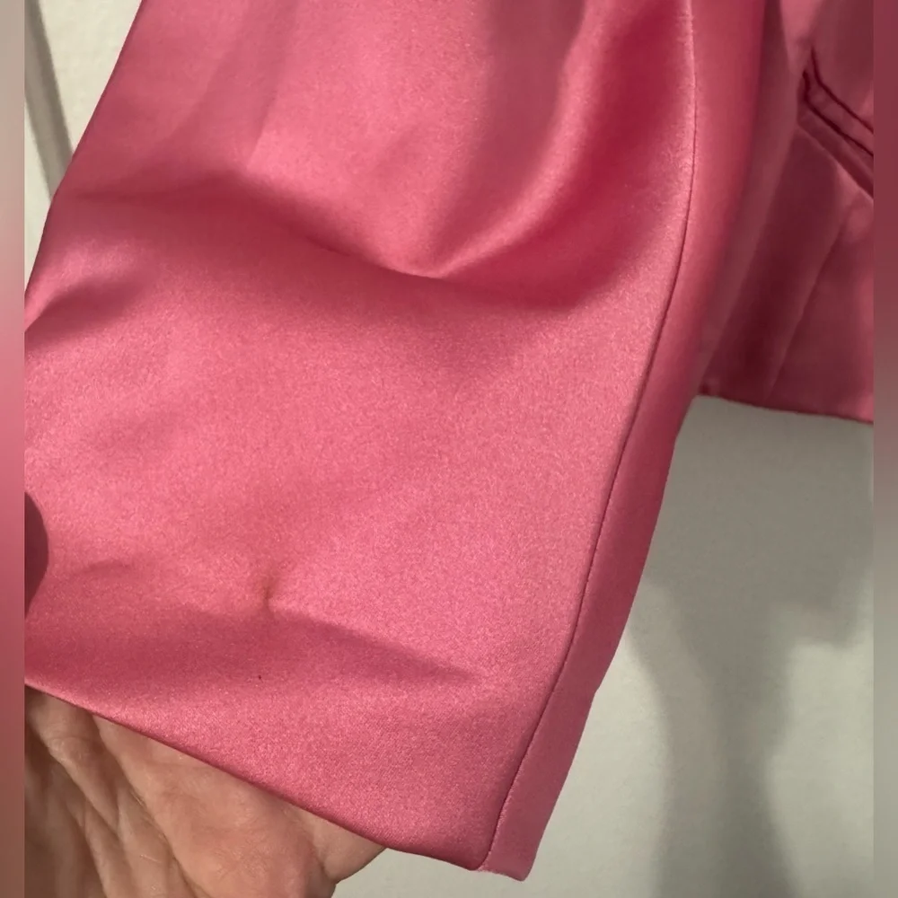 1980s Vintage Christian Dior Bubblegum Pink Satin Cinched Blazer Jacket NO SIZE